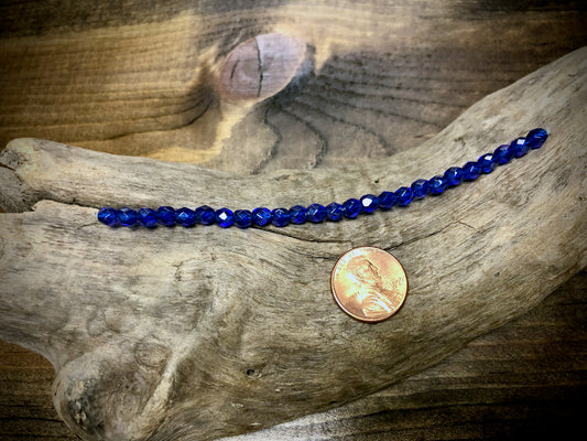 Czech Glass Fire Polished Bead Strand - Faceted Rounds - 5mm - 5”