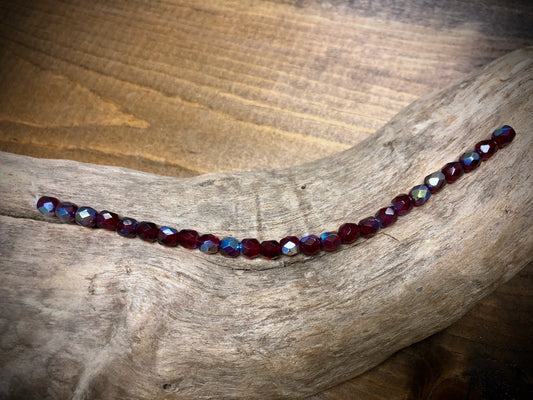Czech Glass Fire Polished Bead Strand - Faceted Rounds - 5mm - 5”