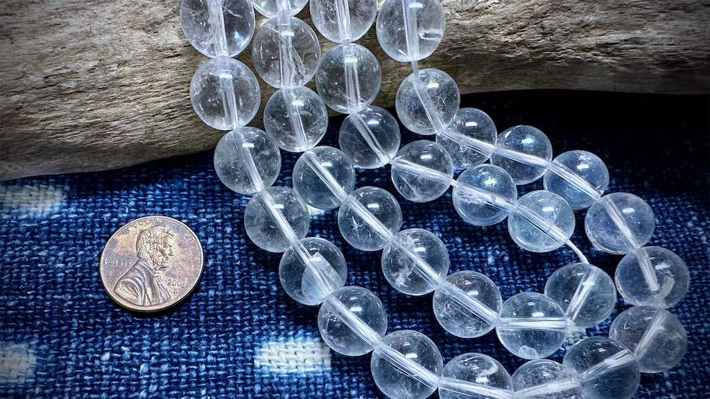 Mystic Clear Quartz Bead Strand - AAA Grade - Smooth Rounds - 12mm - 14"