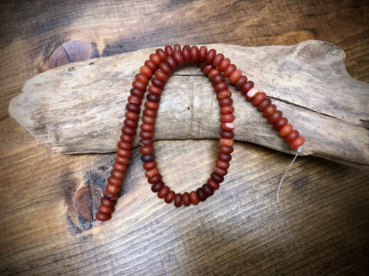 Carnelian Smooth Rondelle Bead Strand - 8mm x 5mm - 16”