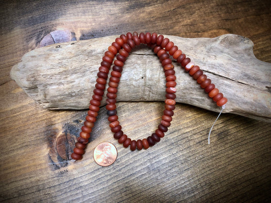 Carnelian Smooth Rondelle Bead Strand - 8mm x 5mm - 16”