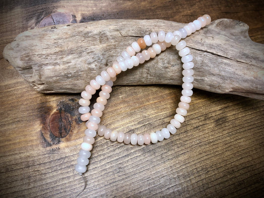 Peach Aventurine Smooth Rondelle Bead Strand - 8mm x 5mm - 16”