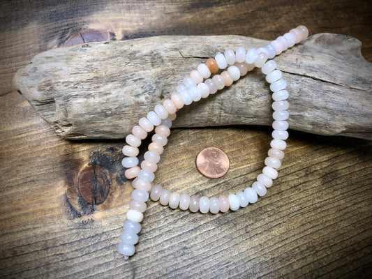 Peach Aventurine Smooth Rondelle Bead Strand - 8mm x 5mm - 16”