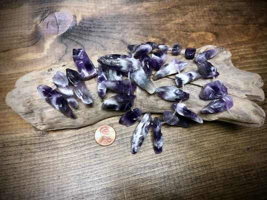 Chevron Amethyst Smooth Sticks Bead Strand - 14”