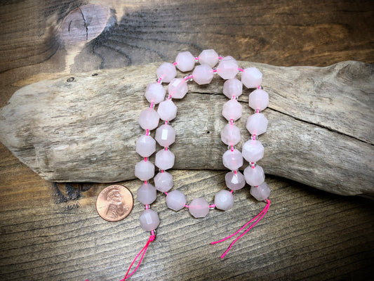 Rose Quartz Faceted Barrels Bead Strand - 10mm - 15.5”