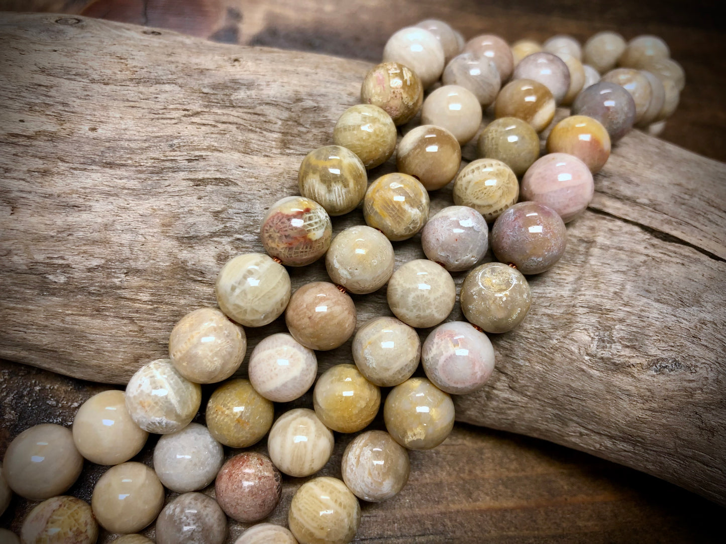 Fossilized Coral Rounds Bead Strand - 10mm - 15.5”