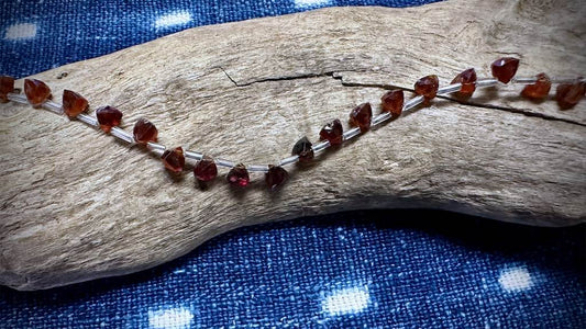 Hessonite Garnet Bead Strand - Top-Drilled Faceted Pyramids - 6mm x 5mm - 7"