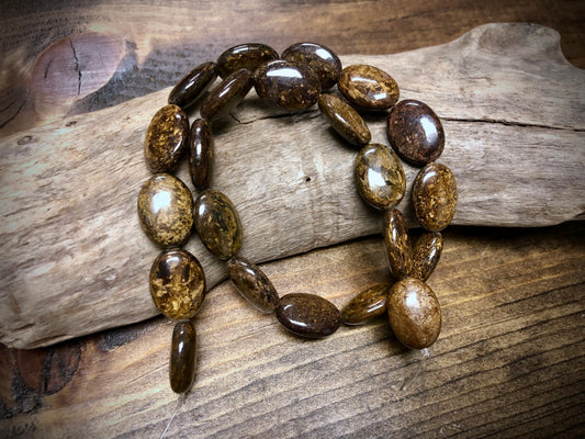 Bronzite Jasper Ovals Bead Strand - 18mm x 14mm - 16”