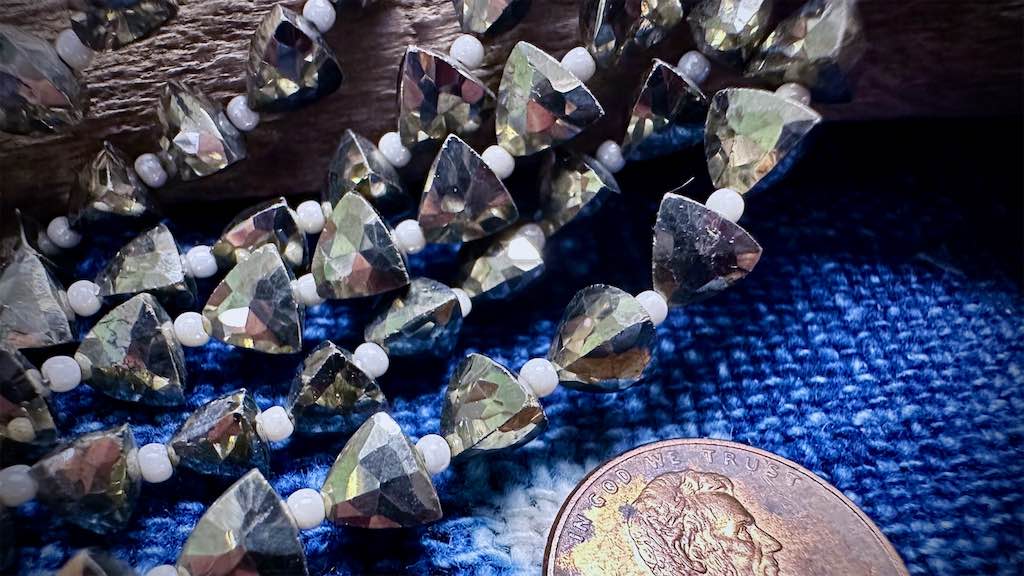 Pyrite Bead Strand - Faceted Pyramids - 6mm x 5mm - 7"