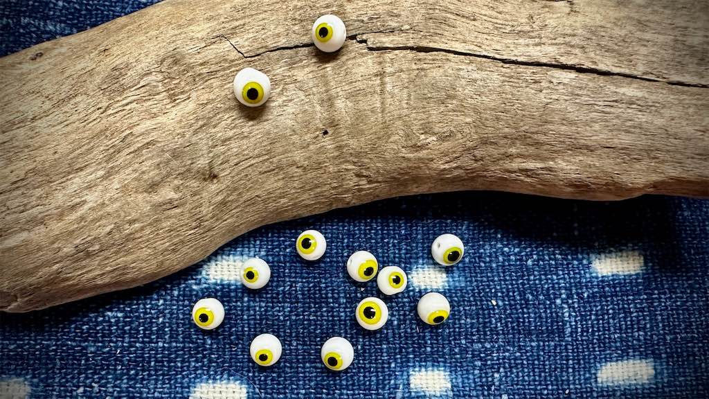 Handmade Glass Eye Beads - 8mm - Lot of 12 Beads