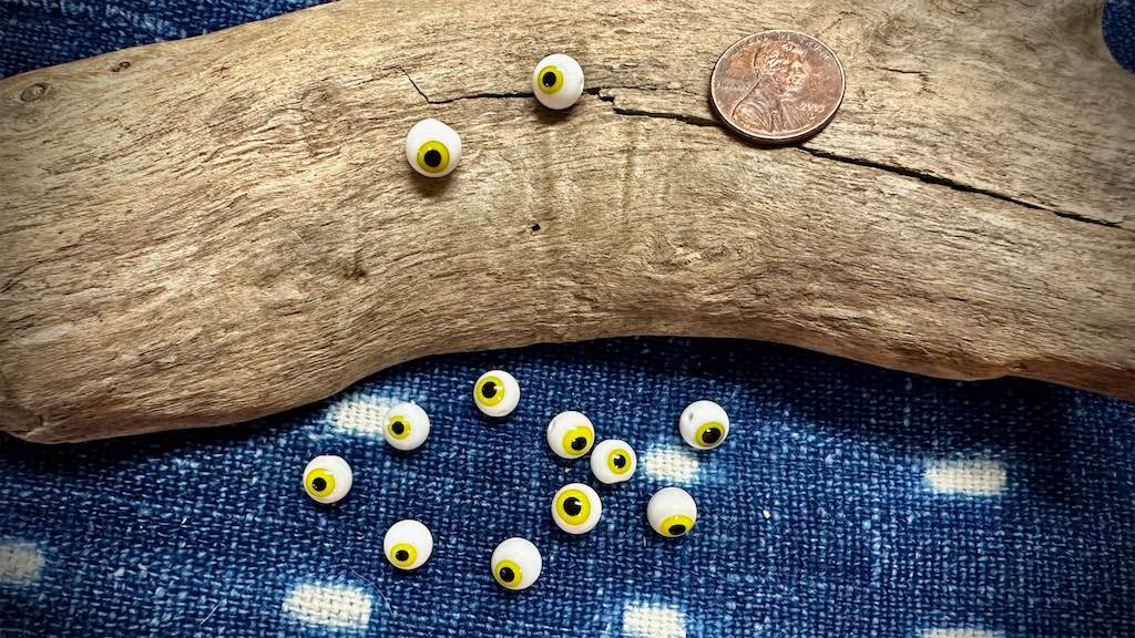 Handmade Glass Eye Beads - 8mm - Lot of 12 Beads
