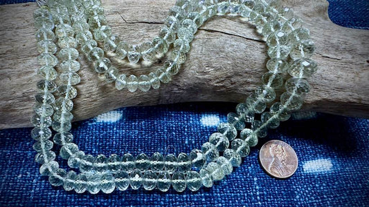 Prasiolite Bead Strand - Graduated Faceted Rondelles - 6mm - 11mm - 7"