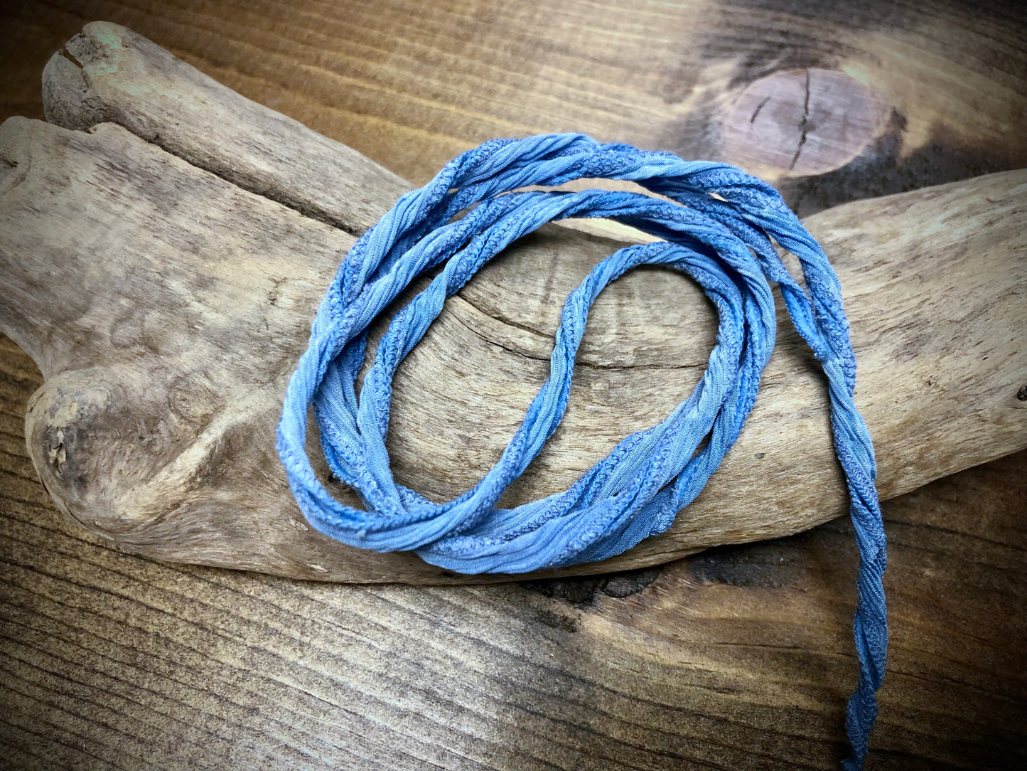 Side-Stitched Silk Ribbon - Sky Blue
