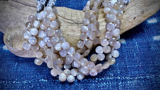 Grey Moonstone Bead Strand - Faceted Drops - 9mm - 8”