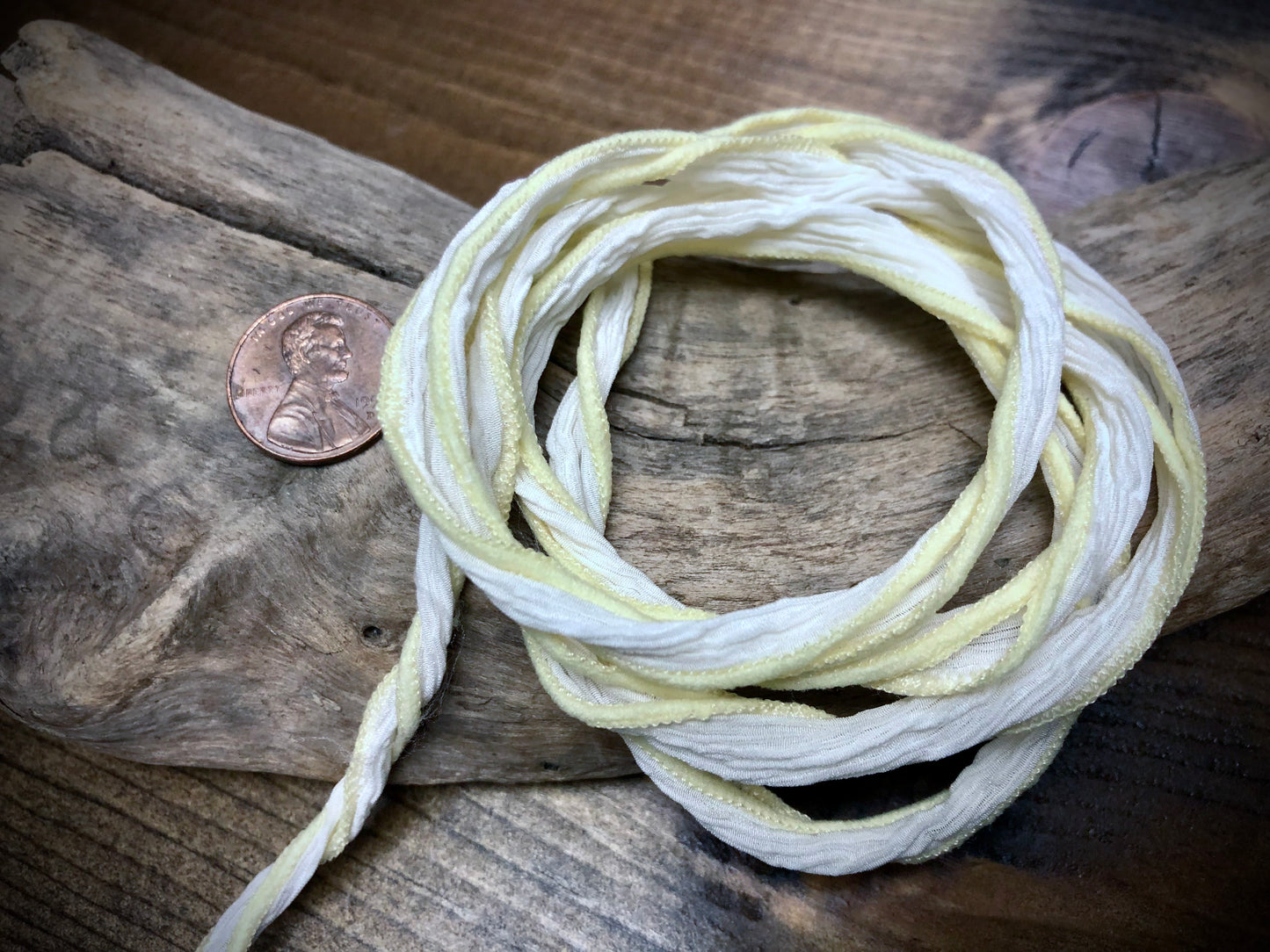 Side-Stitched Silk Ribbon - Lemon Sorbet