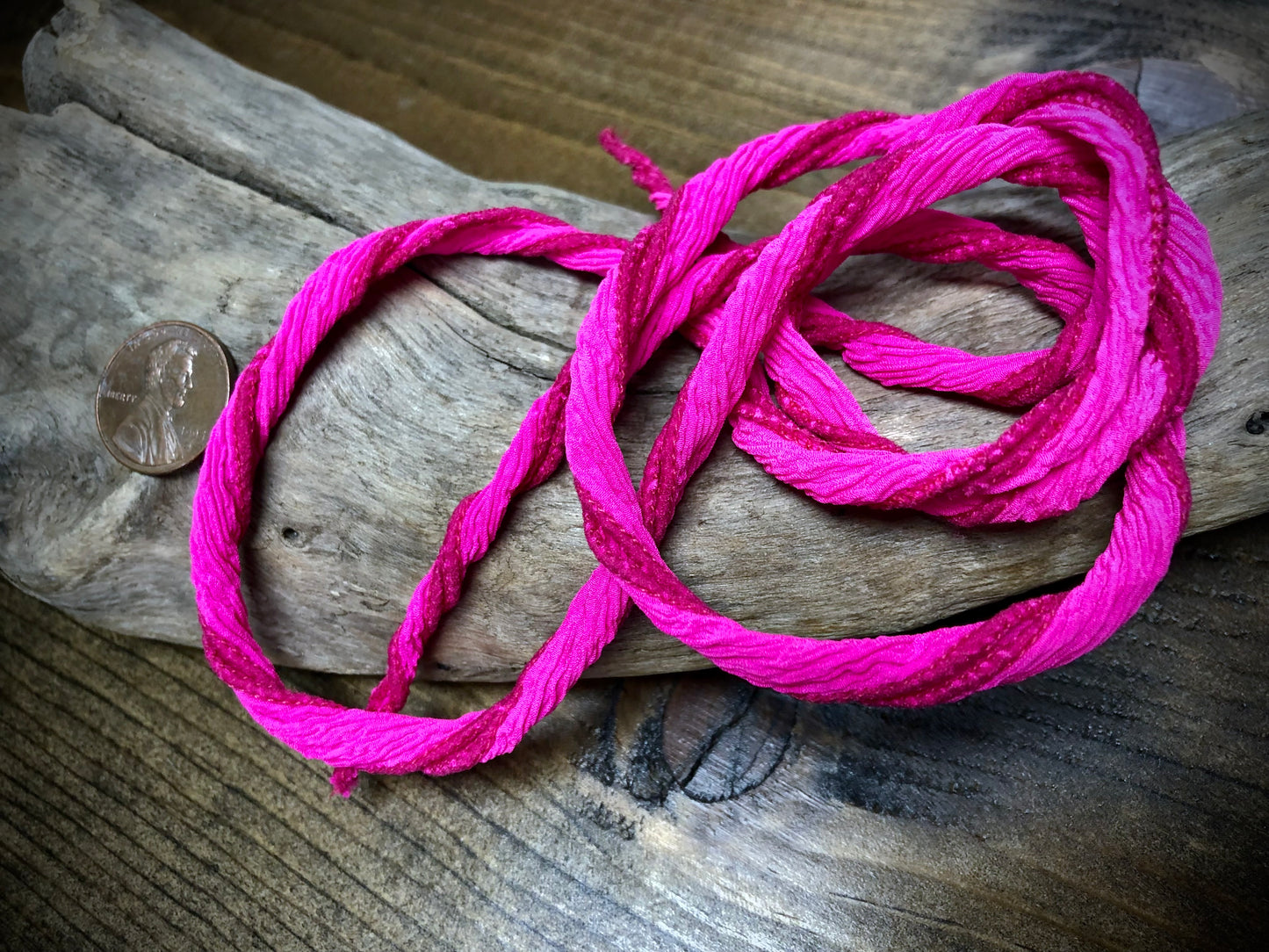 Side-Stitched Silk Ribbon - Magenta