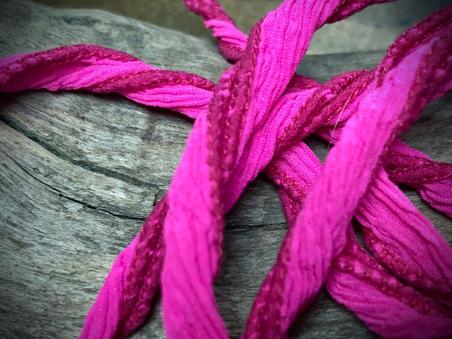 Side-Stitched Silk Ribbon - Magenta