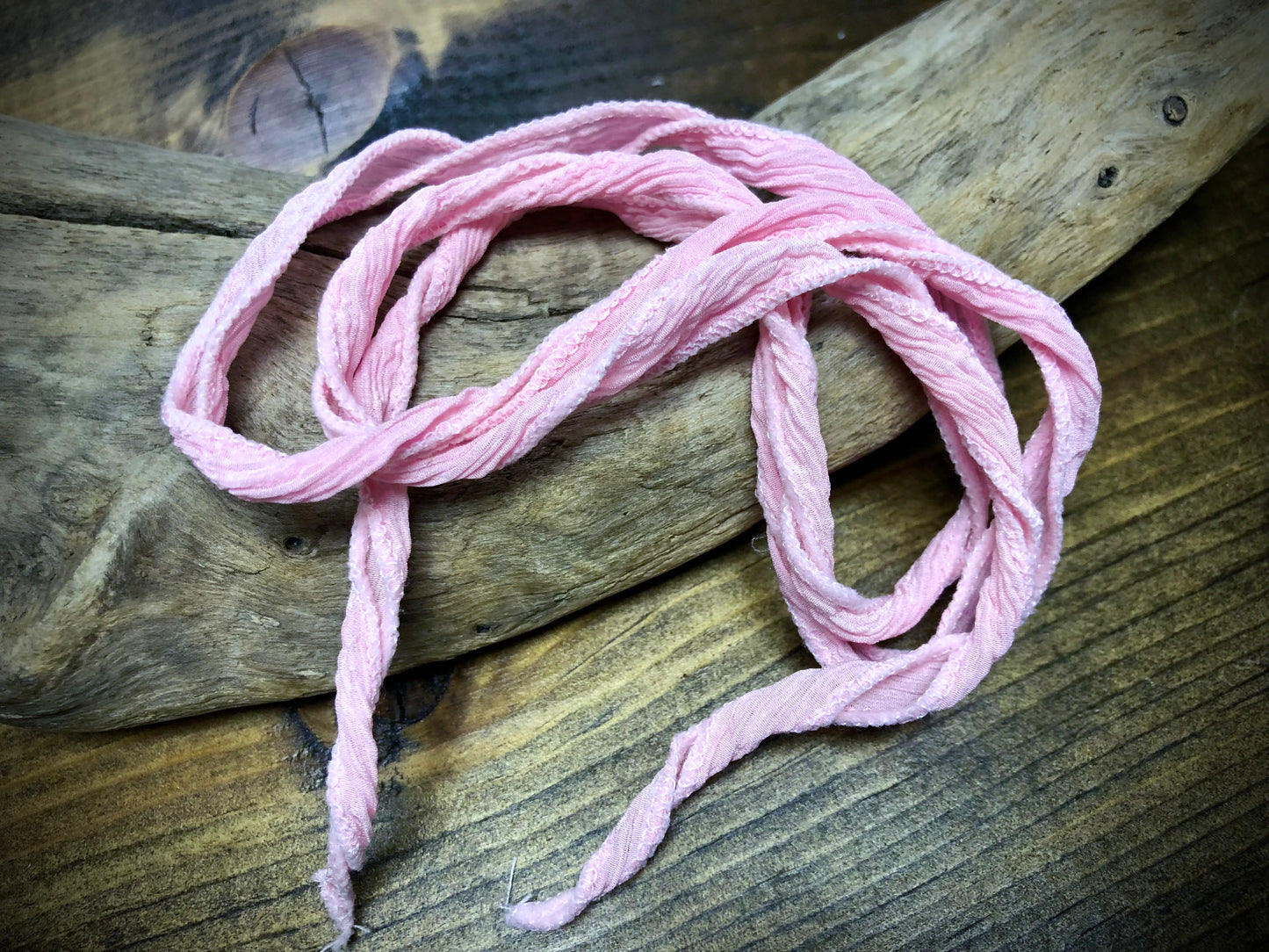 Side-Stitched Silk Ribbon - Light Pink