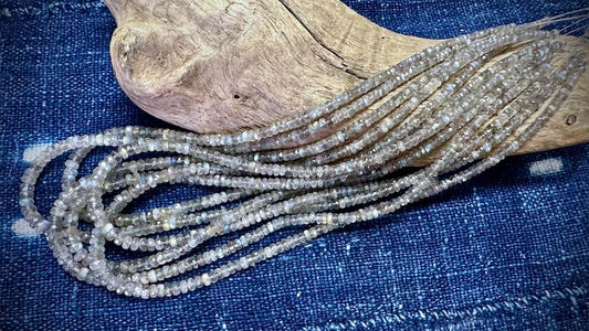 Labradorite Bead Strand - Graduated Faceted Rondelles - 5mm - 3mm - 16”