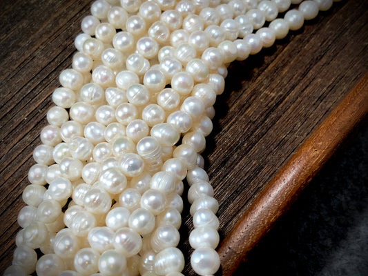Ringed White Vintage Freshwater Pearls