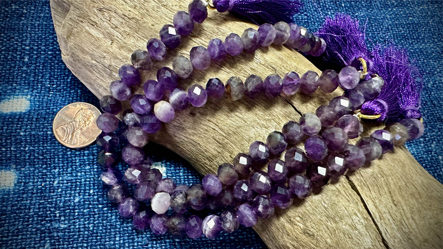 Amethyst Bead Strand - Faceted Rondelles - 8mm - 7.5”