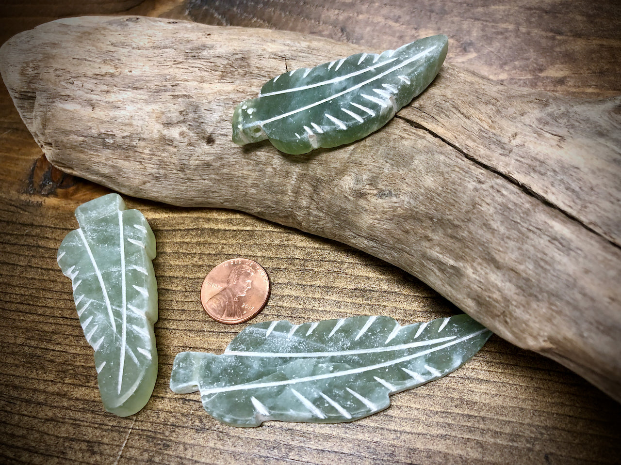 Serpentine Carved Leaf Pendant
