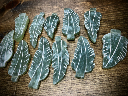 Serpentine Carved Leaf Pendant