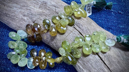 Garnet Bead Strand - Faceted Briolettes - 13mm x 9mm - 10”