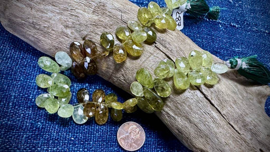 Garnet Bead Strand - Faceted Briolettes - 13mm x 9mm - 10”