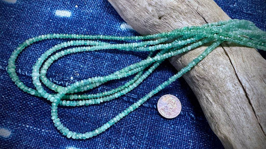 Emerald Bead Strand - Graduated Faceted Rondelles - 5mm - 2mm - 16”