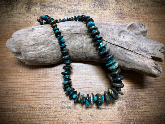 Graduated Turquoise Discs Bead Strand - 7mm to 24mm - 16"