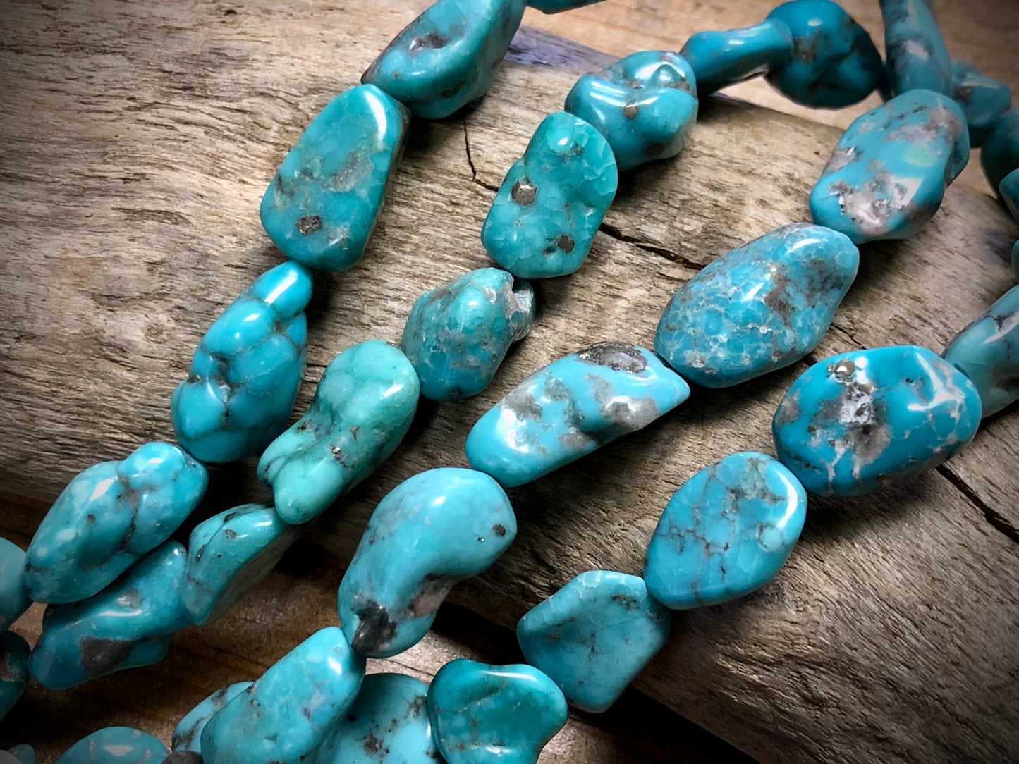 Hubei Turquoise Nuggets with Simple Inclusions - Stabilized - 10mm to 20mm - 16"