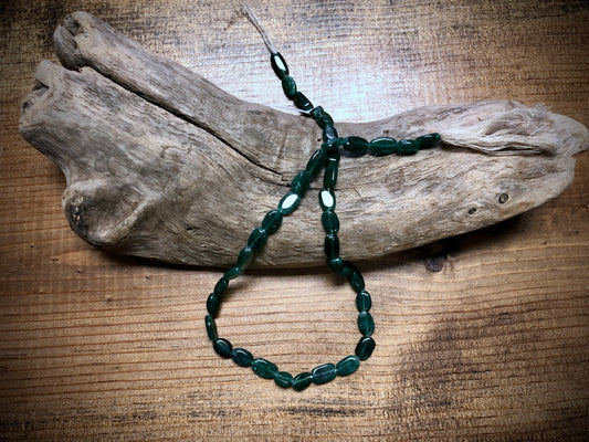 Green Aventurine Strand - Flat Ovals - 7mm to 11mm - 14"