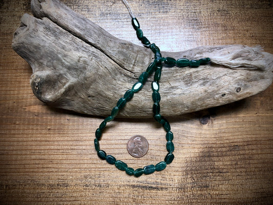 Green Aventurine Strand - Flat Ovals - 7mm to 11mm - 14"