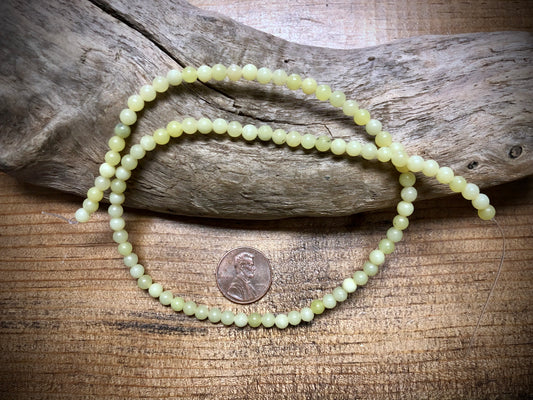 Natural Olive Serpentine Rounds Bead Strand - 4mm - 15.5"