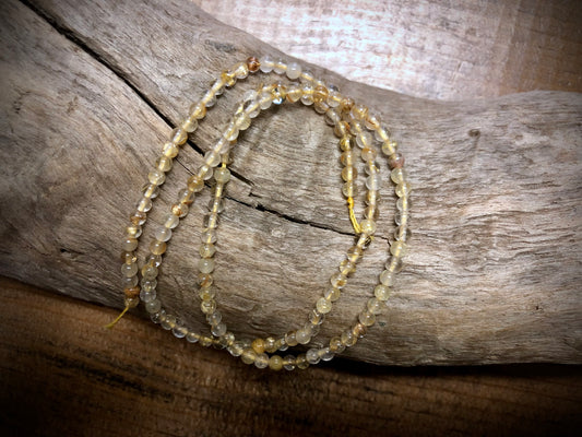 Golden Rutilated Quartz Rounds Bead Strand - 3mm - 15.5"