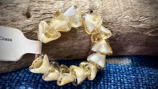 Vintage Czech Glass Bead Strand - Bell Flowers - 9mm x 7mm