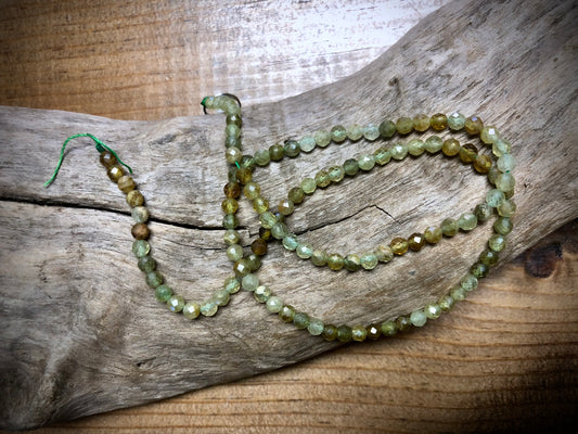 Multicolor Green Garnet Faceted Rounds Bead Strand - 3.5mm - 15.5"