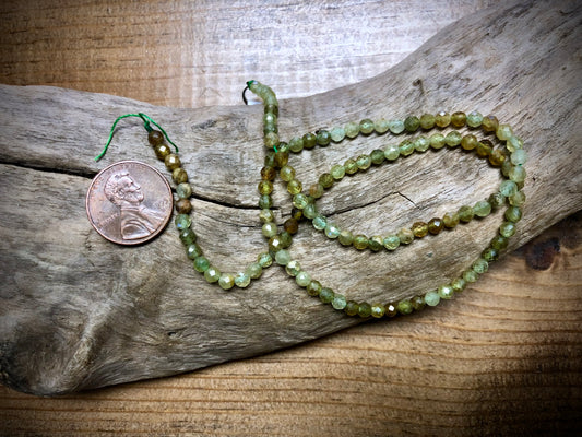 Multicolor Green Garnet Faceted Rounds Bead Strand - 3.5mm - 15.5"