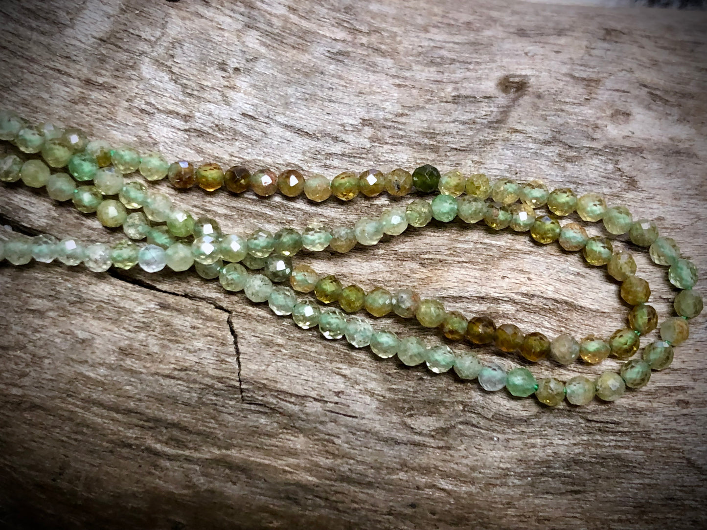 Multicolor Green Garnet Faceted Rounds Bead Strand - 2mm - 15.5"