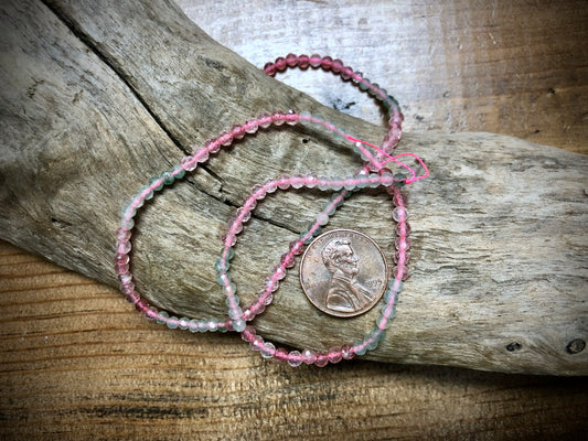 Strawberry Quartz Faceted Rounds Bead Strand - 3mm - 15.5"