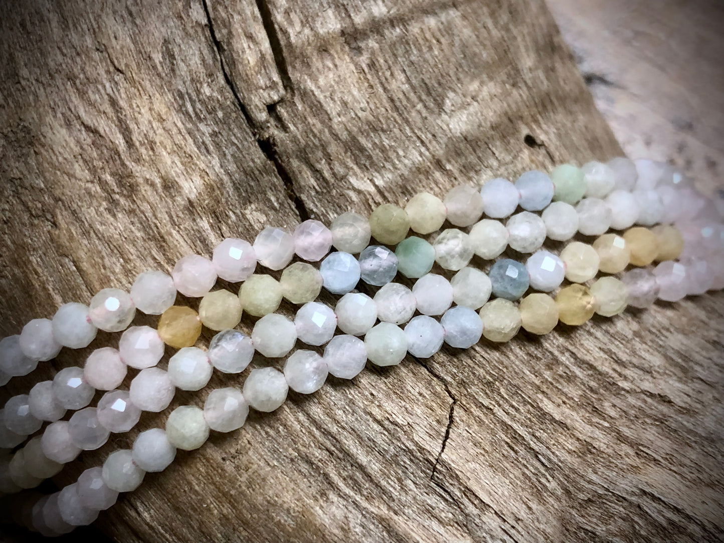 Multicolor Morganite (Beryl) Faceted Rounds Bead Strand - 3mm - 15.5"