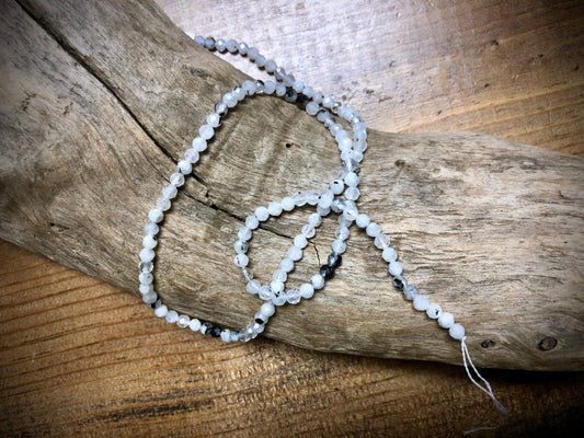 Blue Moonstone Faceted Rounds Bead Strand - 3mm - 15"