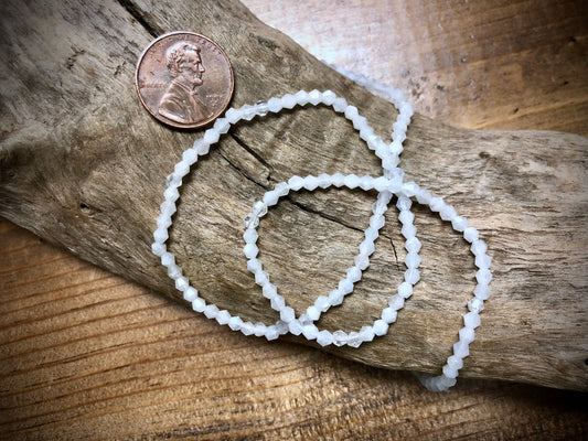 Blue Moonstone Faceted Bicones Bead Strand - 3mm - 15.5"
