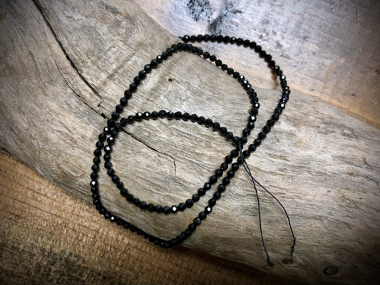 Black Spinel Faceted Rounds Bead Strand - 2mm - 15.5"