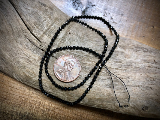 Black Spinel Faceted Rounds Bead Strand - 2mm - 15.5"