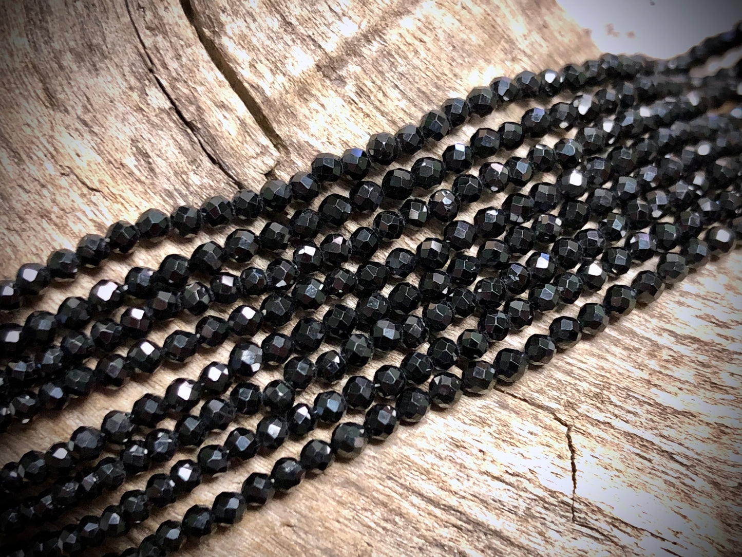 Black Spinel Faceted Rounds Bead Strand - 2mm - 15.5"