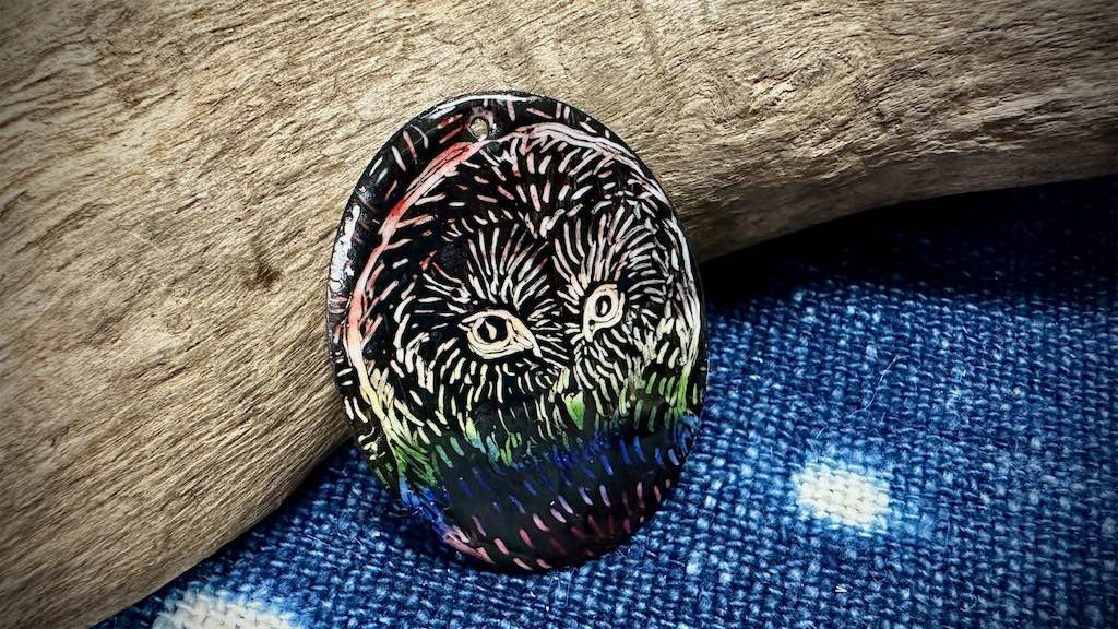 Allegory Gallery Enamel Pendant - Rainbow Owl