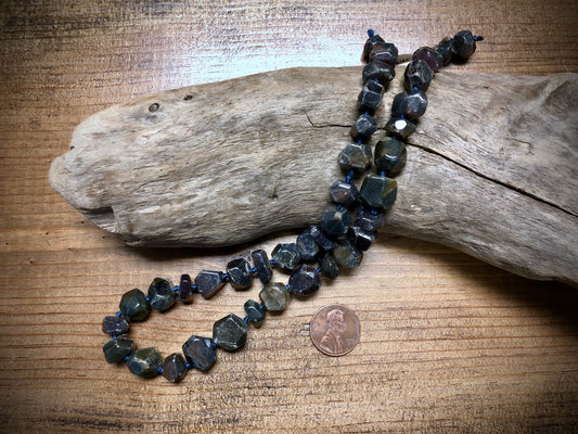 Sapphire Nuggets Bead Strand - 9mm x 12mm - 16"