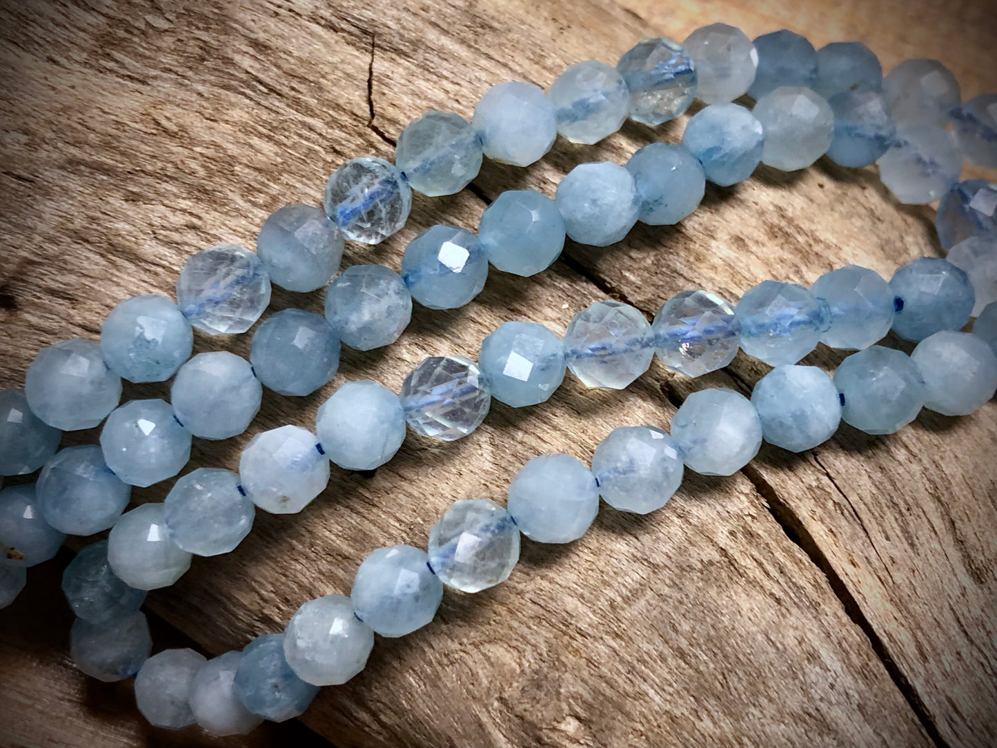 Aquamarine Faceted Rounds - Grade AA - 6mm - 15.5"